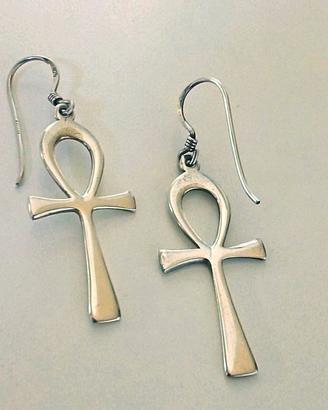 ORECCHINI CROCE DI ANKH "ARGENTO 925" PUNZONATO