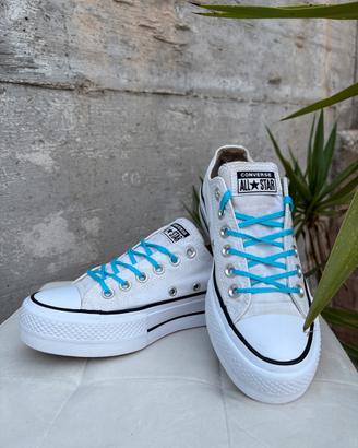 Scarpe converse platform basse bianche taglia 36.5