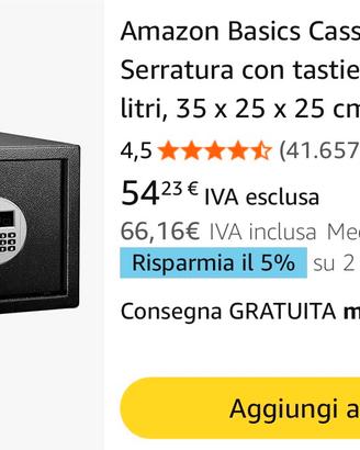 Cassaforte Amazon digitale 35x25x25