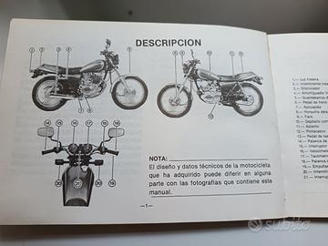 Yamaha sr 250 catalogo ricambi e libretto uso e ma