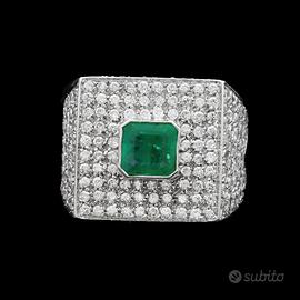 ANELLO EMPIRE ORO 18 KT BRILLANTI 2.03 CT SMERALDO