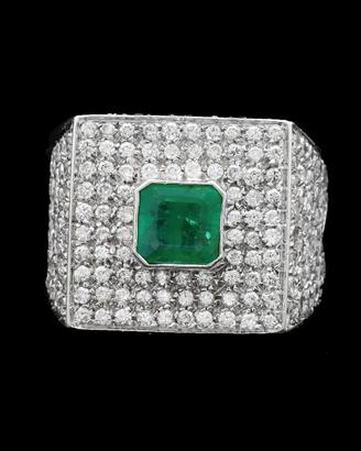 ANELLO EMPIRE ORO 18 KT BRILLANTI 2.03 CT SMERALDO