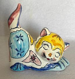 Statuina gatto in ceramica