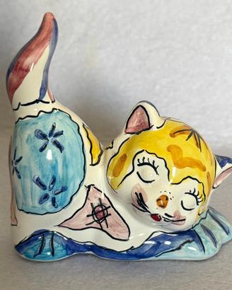 Statuina gatto in ceramica