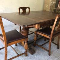 Tavolo antico inglese legno allungabile + 7 sedie