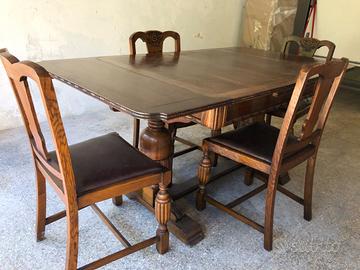 Tavolo antico inglese legno allungabile + 7 sedie