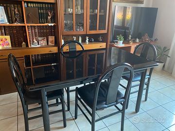 Tavolo rettangolare laccato nero lucido