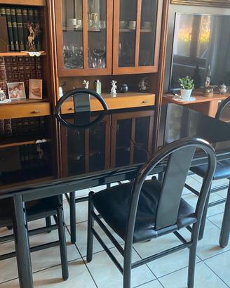 Tavolo rettangolare laccato nero lucido