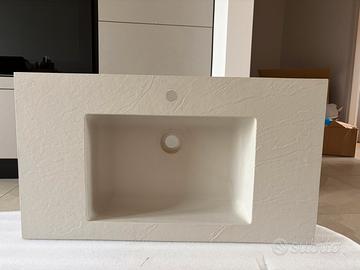 Lavabo sospeso effetto pietra + staffe e piletta