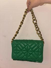 Borsa zara verde catena dorata