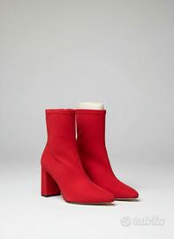 ZARA STIVALETTI TESSUTO ELASTICO ROSSO N 37