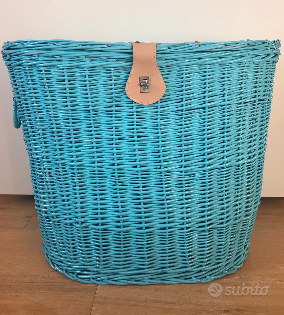 Cesta vimini grande Oh baby azzurra