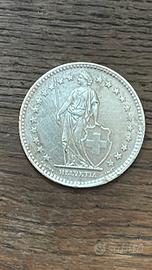 Moneta Svizzera 2 Franchi 1961 Argento Helvetia
