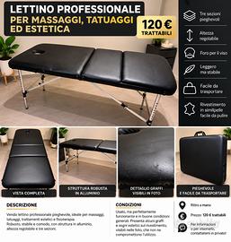 Lettini professionale  pieghevole  per massaggi