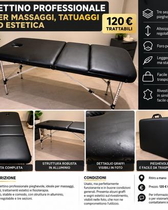 Lettini professionale  pieghevole  per massaggi
