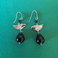 Orecchini argento 925 con ciondolo aquila e onice