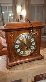 Orologio da tavolo legno ottone carica manuale
