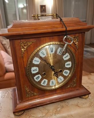 Orologio da tavolo legno ottone carica manuale