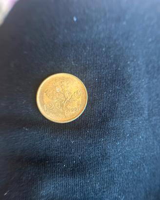 2 monete da 20 lire del 1981 ramo