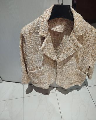 Giacca corta con tasche, fili colore oro