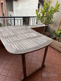Tavolo esterno Teak allingabile con sedie