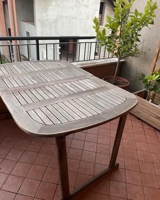 Tavolo esterno Teak allingabile con sedie