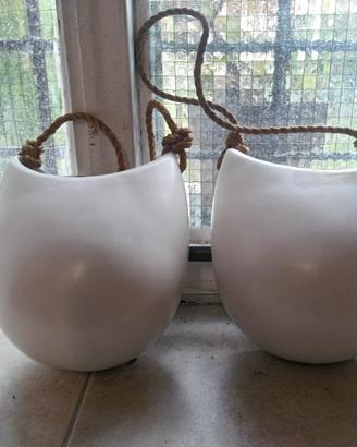 Set di 2 vasi da appendere al muro in ceramica
