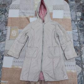 cappotto lungo con cappuccio e pelliccia per bimba