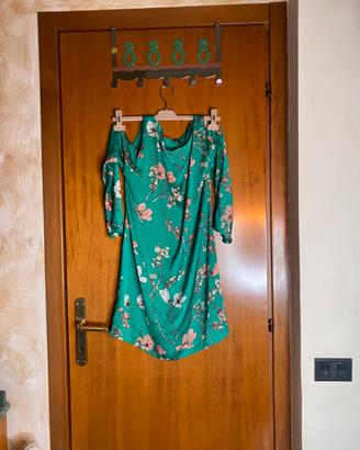 Vestito verde floreale zara taglia m
