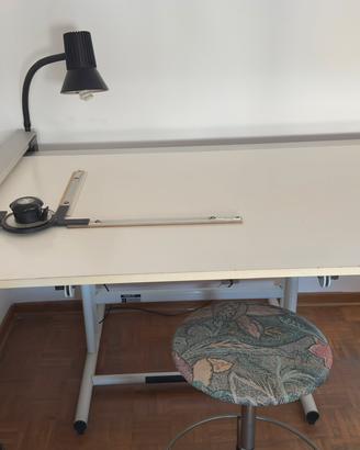 Tavolo da disegno, anni 90 e relativo o servente