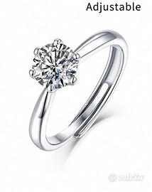 Anello di Moissanite con Certificato in Argento