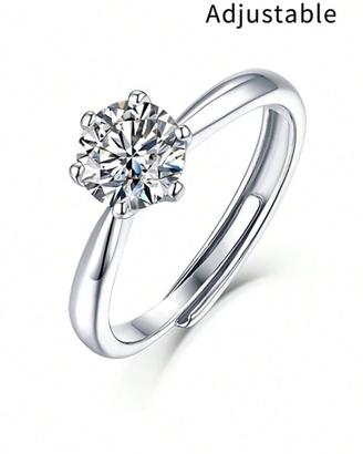 Anello di Moissanite con Certificato in Argento