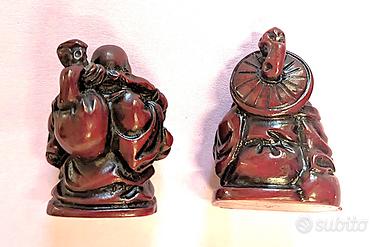 Buddha sorridenti set da due statuine in resina