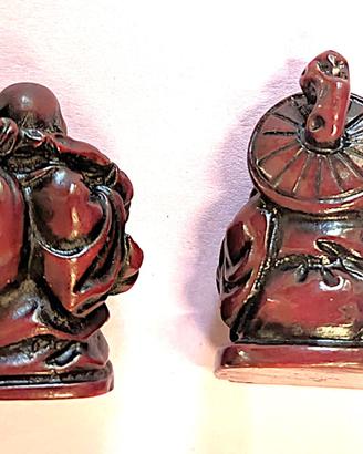 Buddha sorridenti set da due statuine in resina