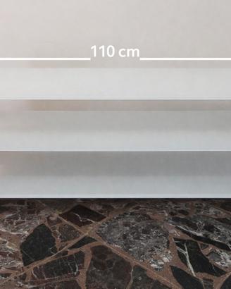Mobile porta TV bianco 110 cm – 3 ripiani in vetro