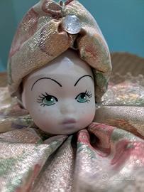 Bambola Cuscino Pierrot Vintage Porcellana Stoffa