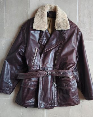 Vintage-giacca in pelle donna tipo aviator/biker