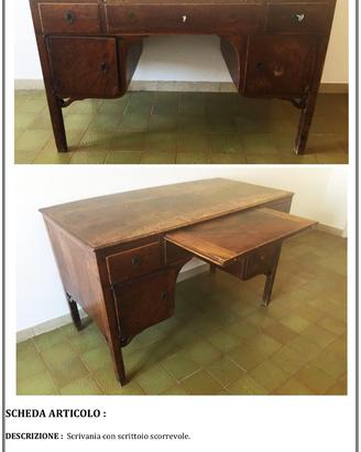 Scrivania '800 scrittoio scorrevole antiquariato