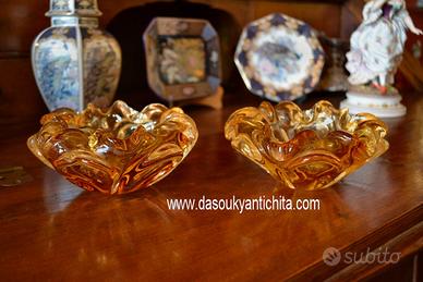 Coppia di svuotatasche a fiore di Murano vintage
