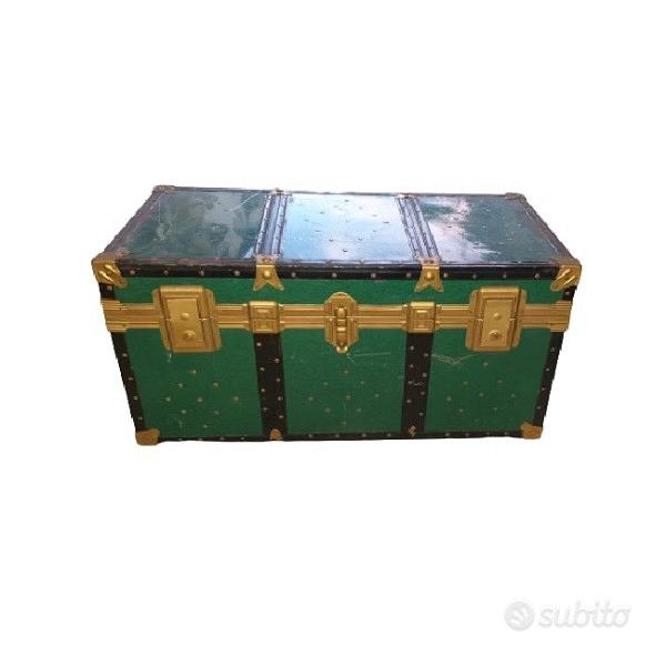 Baule vintage verde con dettagli dorati - Arredamento e Casalinghi In  vendita a Foggia