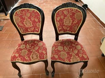 Sedie antiche in legno e seta di San Leucio