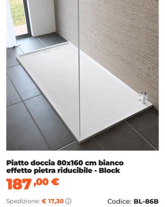 Piatto doccia 80x160 bianco riducibile