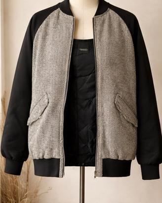 Bomber Pinko In Lana - Nero e grigio - Taglia IT40