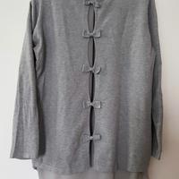 Maglia con fiocchi e tulle sulla schiena M grigio