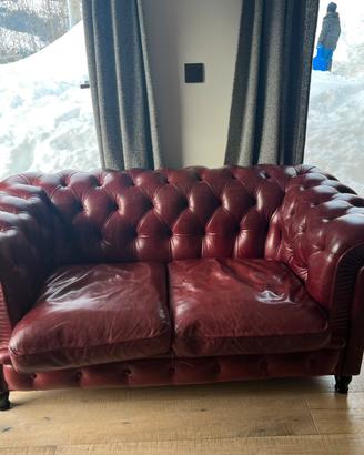 Divano Poltrone Frau Chester pelle color bordeaux