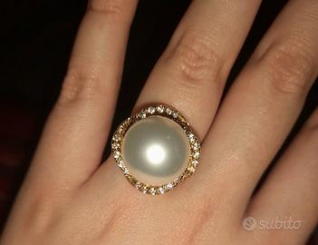 anello con perla e diamantini