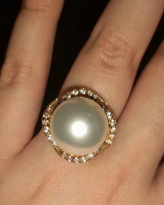 anello con perla e diamantini