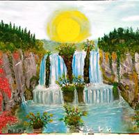 Quadro dipinto a mano cascate