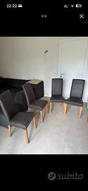 4 Sedie marroni legno imbottite