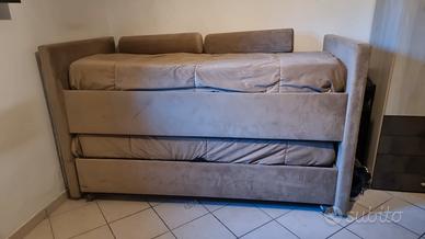 Letto con letto estraibile e contenitore